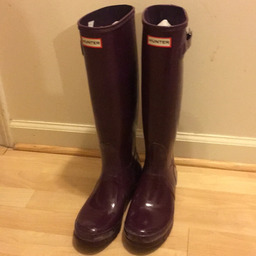 Dark purple Hunter rain boots